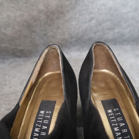 Stuart Weitzman Shoe Women 7.5 Pump Block Heel Slip On Classic Leather Black 90s - Picture 12 of 16